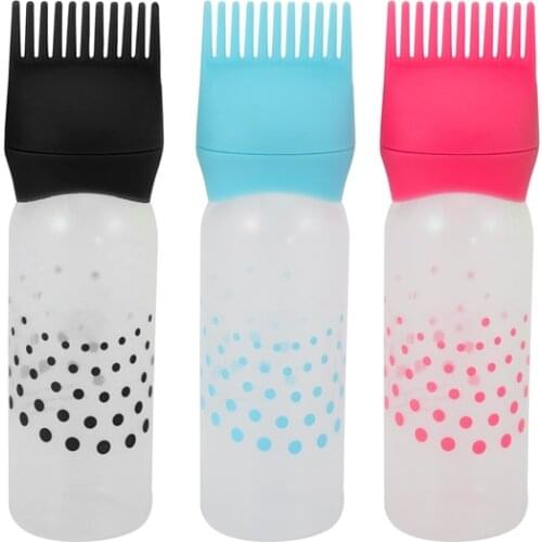 3 Pcs Hot Hair Color Applicator Bottles,Root Comb Applicator Bottle, Hair Dye Bottle Applicator Brush Dispensing Salon Hair Colo
