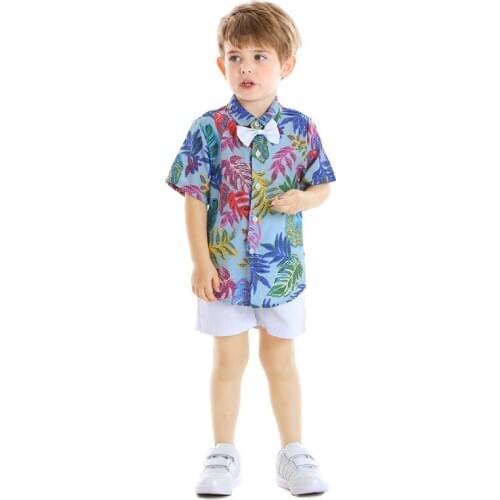 Kids boy summer clothes set gentleman infant boys clothing wedding party baby boys clothes set t-shirt+pants birthday outfits