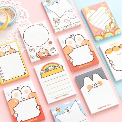 Korea Rabbit Memo Pad Can Tear Off Portable Message Stick Memo Notepad Mini Notebook Office Sticky Notes Kawaii