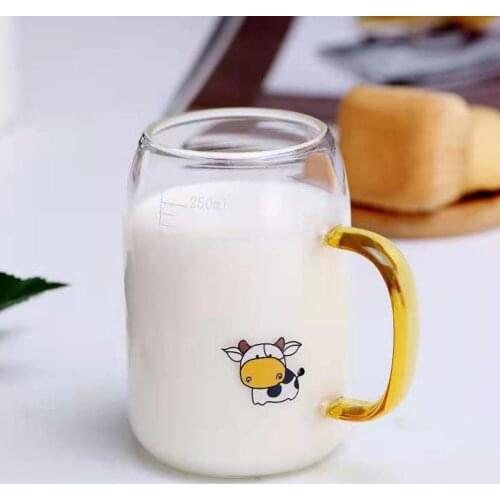 Calf Cup High Borosilicate Glass Juice Graduated Cup Measuring Mug Childrens Non-toxic Hand-held Kids Milk Glass Cups