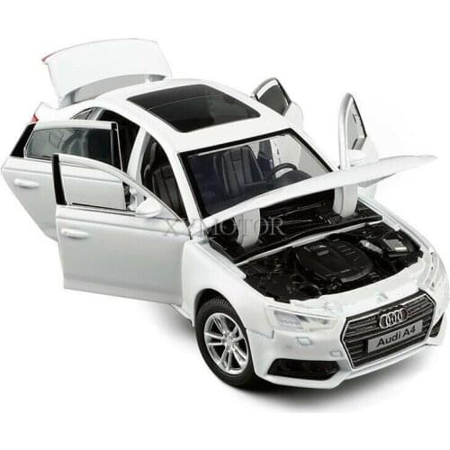 JACKIEKIM 1:32 For Audi A4L A4 Diecast Metal Car Model Pull back Sound light Toys Boy Girl Gift White/Black Metal,Plastic,Rubber