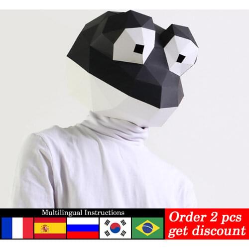 Pre-cut Mudskipper Frog Mask Animal Headgear Paper Model,3D Papercraft,Party Cosplay Prop,Handmade DIY Adult Craft Toy RTY290