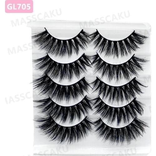MASSCAKU 5 pairs/lot Faux 3D mink eyelashes lashes makeup kit 3D false eyelash extension mink eyelashes maquiagem