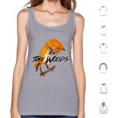 Skater Fox Tank Tops Vest 100% Cotton Fox Skate Skateboard Graphic Woods The Woods Animals Brand
