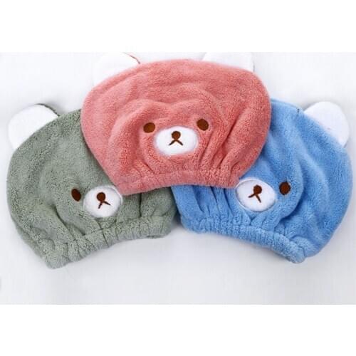 Cute Animal Dry Hair Baby Towels Ultra-Soft Coral Fleece Dry Hair Hat Strong Absorbing 4Colors Infant Children Bathing Supplies