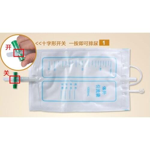 1000ml/2000ml urine bags Urinary accessories with cross switch drainage pack bag