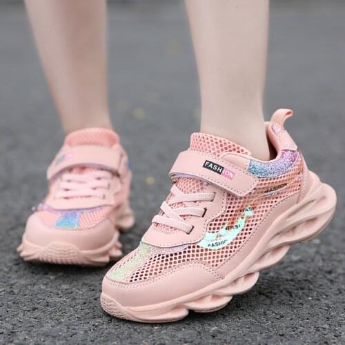 Fashion Kids Sneakers Girls Running Shoes Breathable Hollow Net Sport Shoes Slip-on Children Casual Shoes Light Tenis Infantil