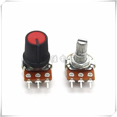 2 Pieces RD16 Type B1K B5K B10K B20K B50K B100K B500K Mono Carbon Film Potentiometer Flower Shaft Handle Length 15MM 3 Feet