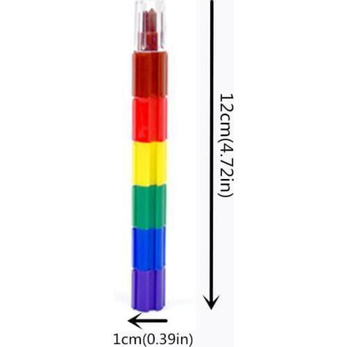 Stacking Buildable 6 Colors Crayons Set, Connect Stack and Build Crayons Sideways and Up, Kids Drawing Supplies