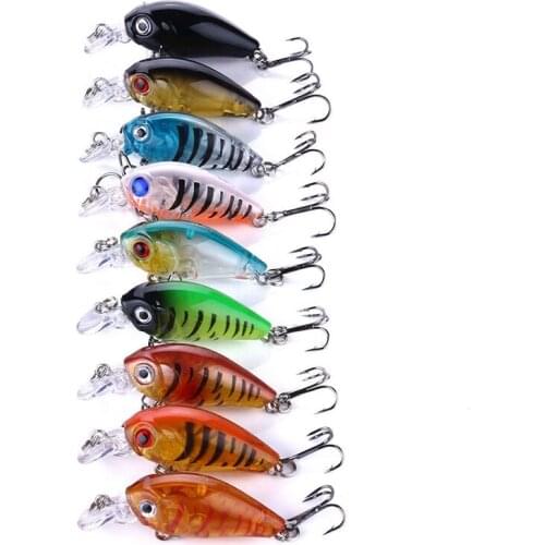 Mixed Colors Fishing Lure Set 9Pcs 4G 4.5cm Baits Kit Wobbler Crankbaits Treble Hooks Fishing Tackle Hard Bait