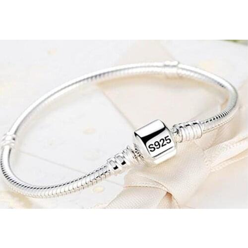 Never fade Silver 925 Chain Charm Bracelet with S925 Logo Fit DIY Beads Charms Women Handmade Christmas Gift Original Jewelry