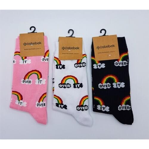 Over It Creative High Quality Harajuku Fashion Men Woman street Hip Hop Cotton Unisex happy socks Funny sock Gift Idea Christmas