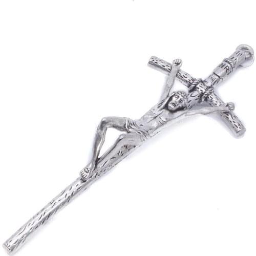 2021 New 2 Church Relics Jesus on the Stand Cross Wall Crucifix Antique Home Chapel Decor