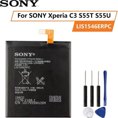 Original SONY Battery For SONY Xperia C3 S55T S55U LIS1546ERPC 2500mAh Authentic Phone Replacement Battery