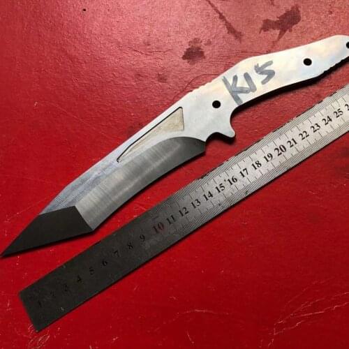 DIY Straight Knife Blanks Outdoor Fixed Blade Hunting Knife Blank 440C Stainless Steel Blade Material Damascus Pattern