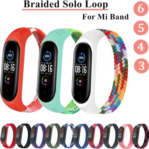 Bracelet for Mi band 5 Strap Nylon Braided Solo Loop pulseira bracelet Miband4 Miband5 Wristband for xiaomi Mi band 4 3 6 strap