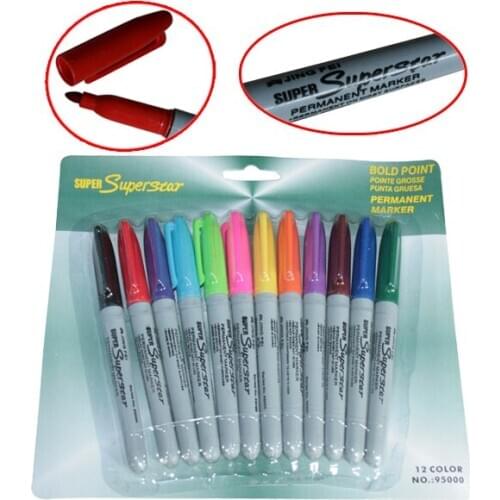 YILONG 12 Color Marker Pen plastic colorful permanent makeup training Free shipping Novelty Transfer Pen tattoo accessories