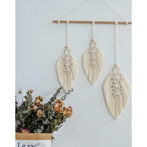 Nordic Wind Tapestry DIY Hand-woven Cotton Rope Bohemian Wall Decoration Feather Decoration Macrame Tapestry Wall Hanging