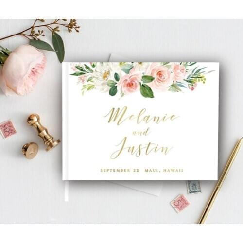 Custom Floral White Wedding Guest Book Alternatives, Personalized White Wedding Guestbook With Flowers,Wedding Gift,Photo Albums
