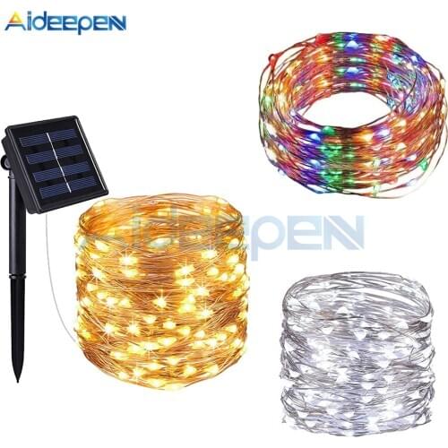 10M Outdoor Solar LED String Lights 100 LEDs Waterproof Fairy Light Lamp Christmas Holiday Home Garden Wedding Party Decoration