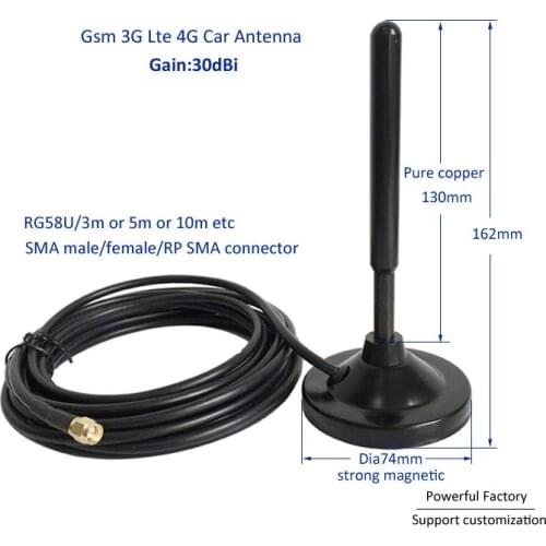 Outdoor strong magnetic car antenna 698-2700mhz gsm 3g lte 4g omni antenna 30dbi RG58 cable 1pcs