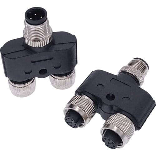 1pcs Waterproof aviation connector M12 male to female plug Y shaped 3 4 5 8 pin conversion plug sensor connector