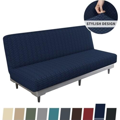 Jacquard Stereo Folding Sofa Bed Slipcovers Soft Protective Solid Thick Elasticity Futon Lounge Couch Armless Sofa Covers