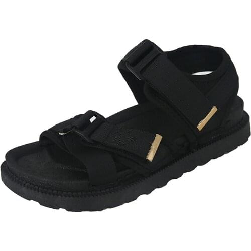 2020 summer new sandals womens magic stickers increased thick-soled fashion student sports beach shoes black green