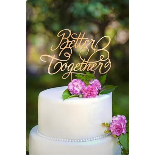 Gold Style "Better Together" acrylic wedding cake topper wedding cake decorations birthday cake toppers free shipping