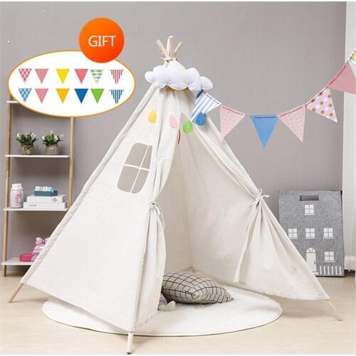 1.35M Portable Childrens Tents Tipi Play House Kids Cotton Canvas Indian Play Tent Wigwam Child Little Teepee Room Decoration