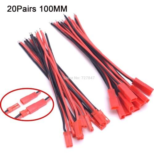 10/20/50/100pair 100mm JST 2 Pin Connector Plug Lead wire For RC Lipo battery discharge ESC BEC Board line Male & Female
