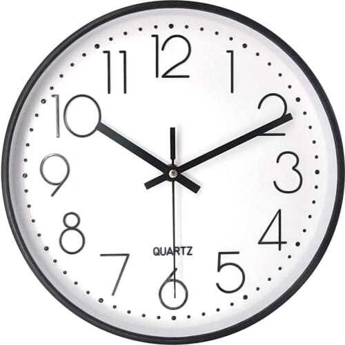 10 Inch Silent Non-Ticking Wall Clock,Battery Operated, Decorative for Kitchen Office School Home Living Room Bedroom