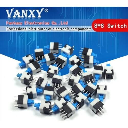 20PCS 8X8 8*8 mm 6Pin Push Tactile Switch Self lock /Off button Latching switch Wholesale Electronic