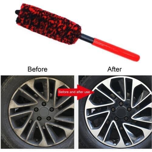 2021 Universal Car Wheel Wash Brush Flexible Long Handle Premium Wool Car Rim Brushes Soft Fiber Car Tire Hub Cleaning Brush