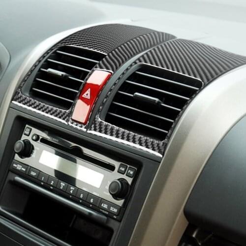 3Pcs Genuine Carbon Fiber Car Center Air Outlet Frame Cover Trim Sticker For Honda CRV 2007-2011