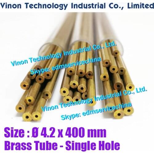 30PCS/LOT Ø4.2x400Lmm Brass Tube Single Hole, Brass EDM Tubing Electrode,Tube Diameter 4.2mm Length 400mm for Electric Discharge