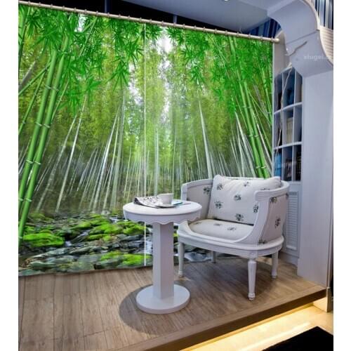 3D Curtains Drapes patterned window curtains decorative window curtains green forest Blackout Shade Window 3d Curtains