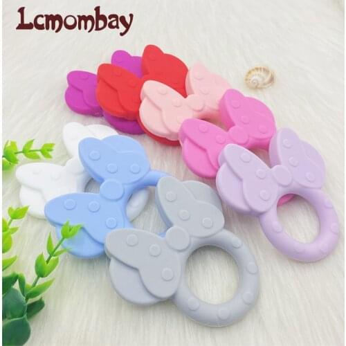 5/10pc Silicone Teether Cartoon Mouse Head Animal Food Grade Silicone Teething Toys For Teeth Tiny Rod Baby Teether Gift