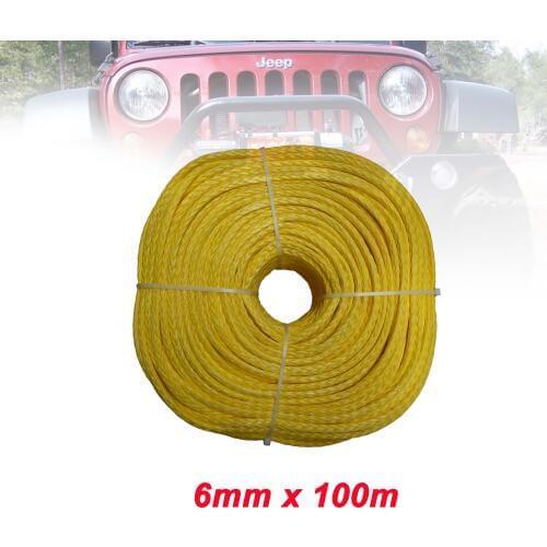 Free Shipping 6MM x 100M UHMWPE Fiber Synthetic Winch Tow Rope/Cable For ATV UTV SUV 4X4 4WD OFF-ROAD