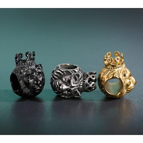 1pcs Animal Head Beads For Bracelets Crown Lion Wolf Bead DIY Craft Accessories For Jewelry Making Set Hand Made Kralen Supplies