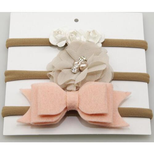 Baby headband flowers Nylon headbands girls Bowknot children stars Cartoon kids baby girls hair Accessories headwear 3pcs/lot
