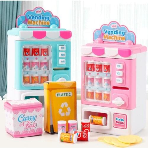 Baby Pretend Play Toy Simulation Mini Coin-operated Beverage Machine Set Play House Game Kids Educational Toys Gift for Children