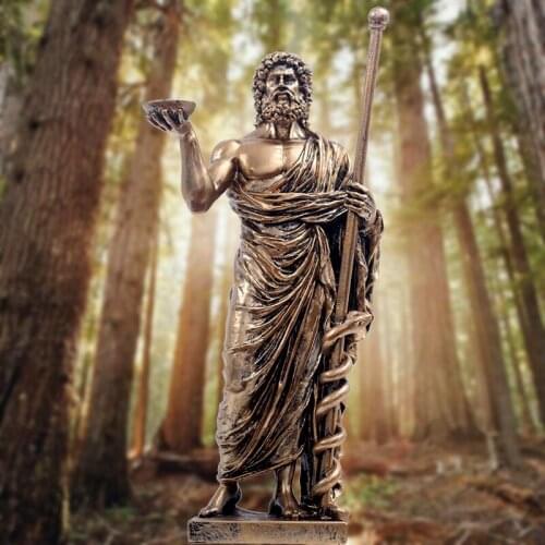 Ancient Greek Mythology Asclepius Aesculapius God Resin Retro Statue Living Room Decoration Accessories Home Decor Art Sculpture