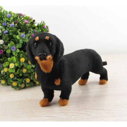 Fancytrader Emulational Black Dachshund Dog Plastic and Furs Simulation Animal Model about 21x12cm Home Decoration Xmas Gift
