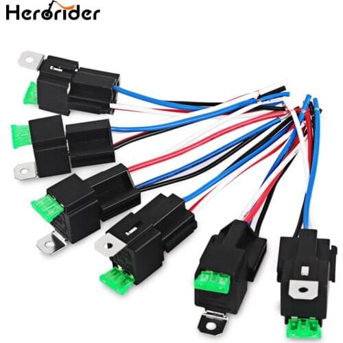 Herorider 6pcs 30A Fuse Relay Switch Harness Set 12V DC SPST Automotive Auto Relay With Relay Socket 4Pin