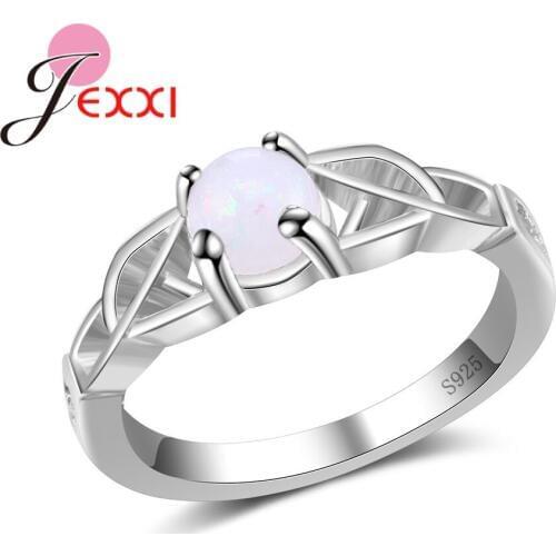 Hot Sale Engagement Wedding Ring 925 Sterling Silver Hollow Band with Mystic Rainbow White Fire Opal High Quality Jewelry