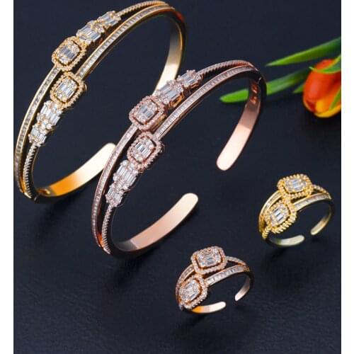 BrideTalk Luxury roundshape Bangle Ring Set Fashion Dubai Bridal Jewelry Sets For Women Wedding Jewelry Gift By Wholesale