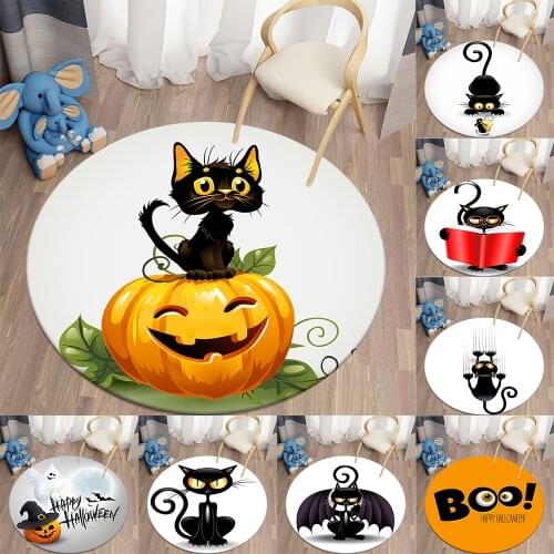 Halloween Carpet for Living Room Round Carpet Bedroom Anti-slip Childrens Rugs Mat for Children Halloween Decorations for Home