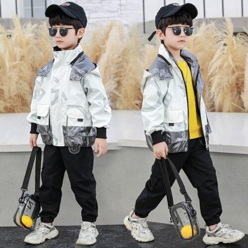 Kids Boys letters printed hooded jacket spring / fall new big virgin shirt 4-12 years old