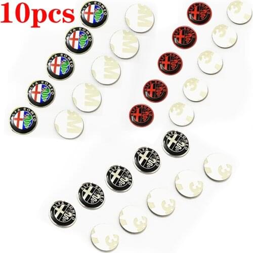 3D Metal Alfa Romeo 10pcs 14mm Car Key Badge Sticker Symbol Logo Key Shell Remote Fob Emblem Decal Car Styling Auto Accessories